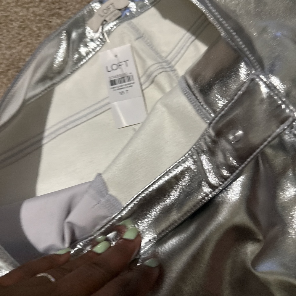 Silver faux leather mini